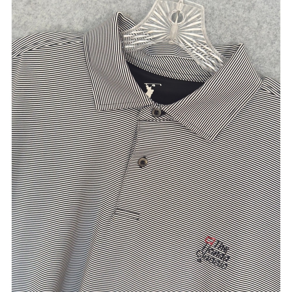 F&G Tech Polo Shirt Mens Large Black White Striped The Honda Classic Golf Tech